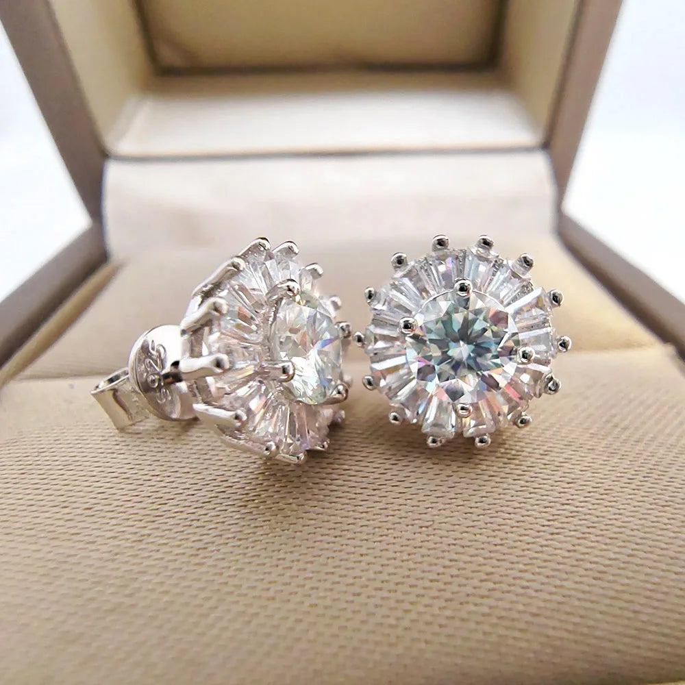 0.5CT D Moissanite Silver Earrings