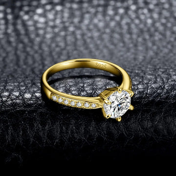 1-Carat Moissanite Gold Silver Ring